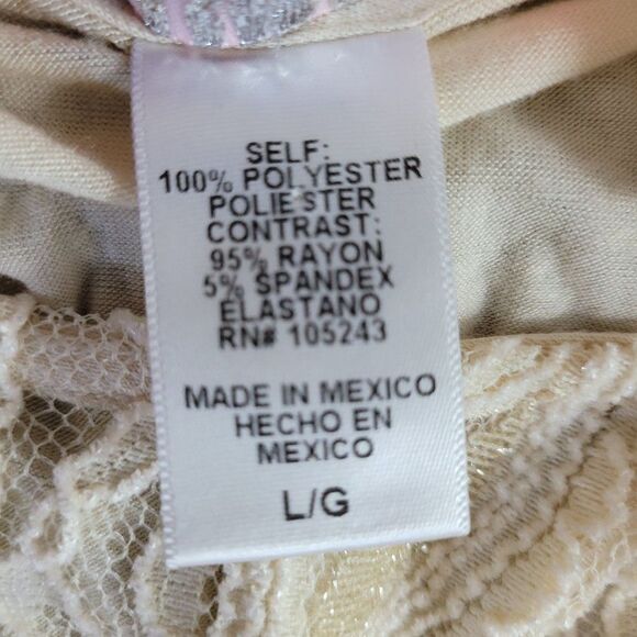 Vintage 80s Lace L Vanilla See Through Front Stretch High-low Jersey Knit Back - Picture 12 of 13